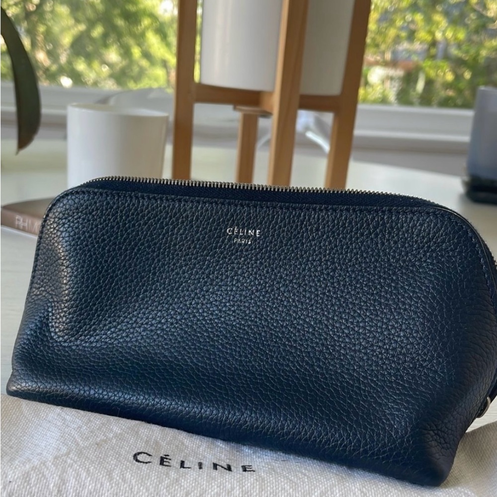 Celine Navy Leather Cosmetic Pouch (pre-owned) - Picture 3 of 11
